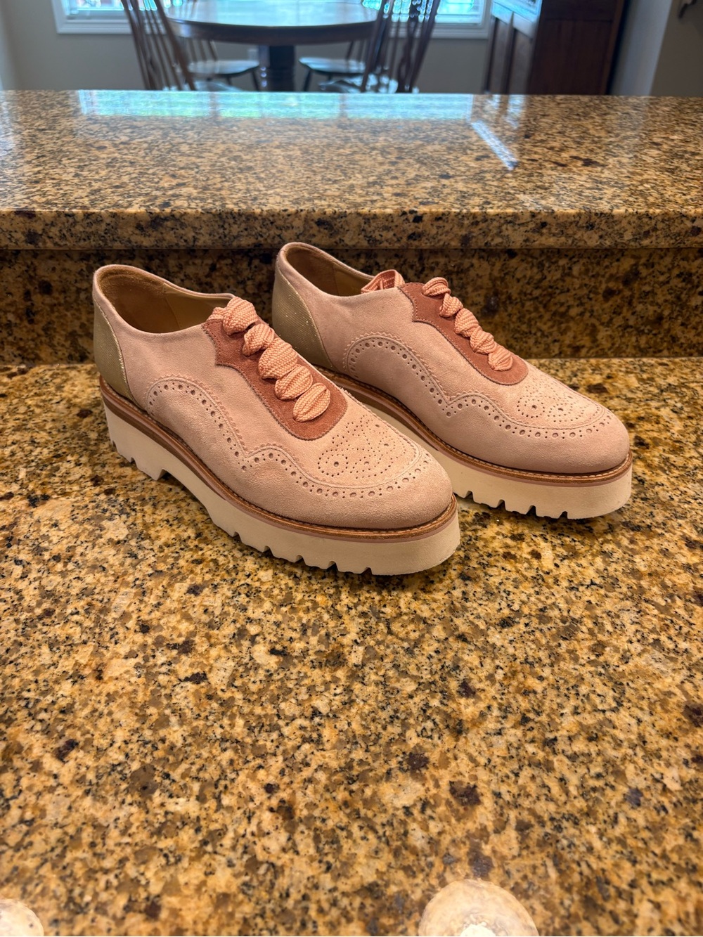The Office of Angela Scott Ms Elaine Pink Suede Platform Derby Shoes 39.5 US 9.5